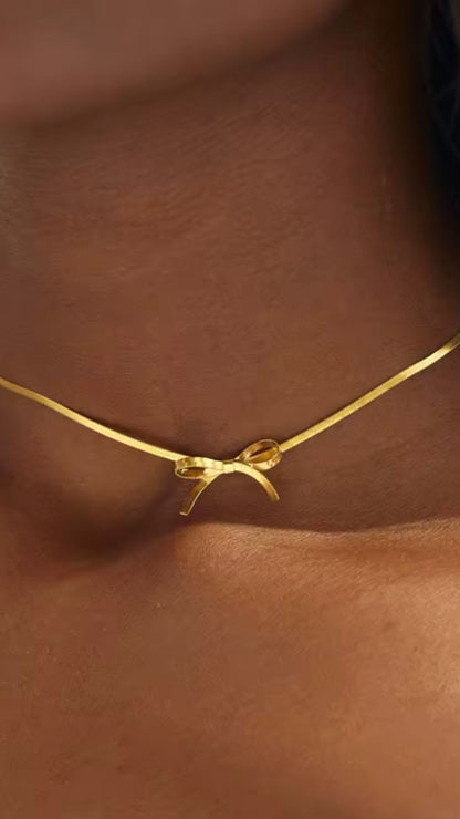 BOW CHOCKER NECKLACE | GOLD (TARNISH RESISTANT)