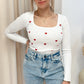 NEW TIA HEART SWEATER TOP (WHITE / RED)