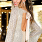 MELINA TIE BACK SEQUIN MINI DRESS (CHAMPAIGN)