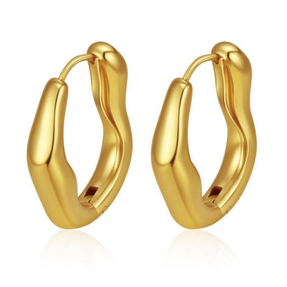 WAVY HOOP GOLD EARRINGS