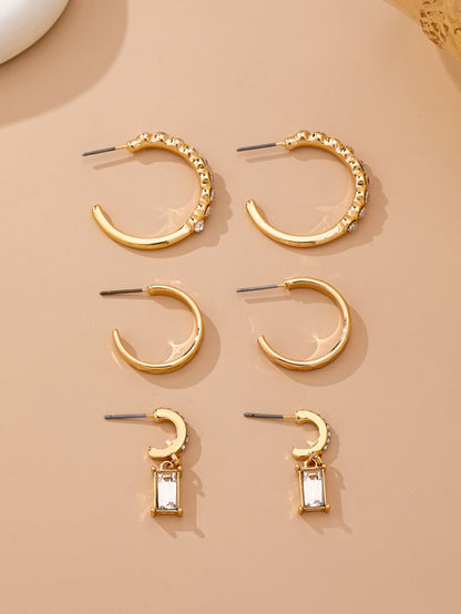 CRYSTAL BAGUETTE HOOP EARRING SET