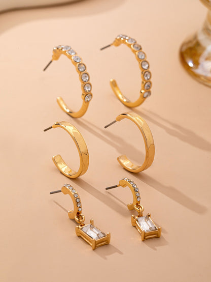 CRYSTAL BAGUETTE HOOP EARRING SET