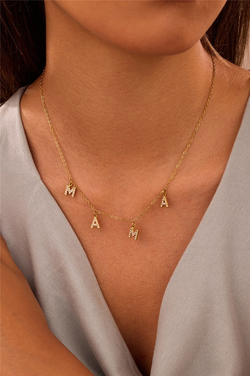 MAMA GOLD CRYSTAL  CHAIN NECKLACE