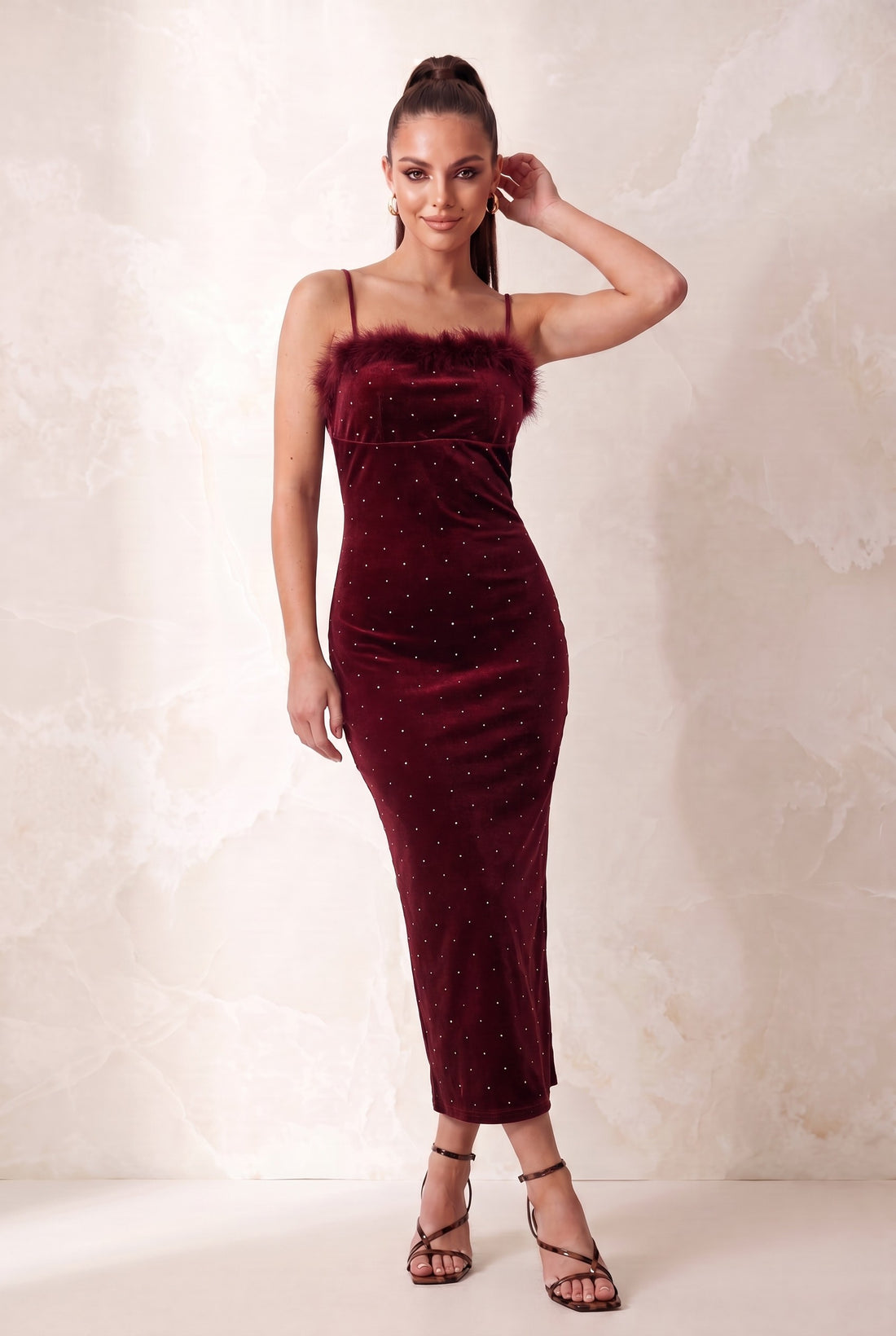 BELLA VELVET MAXI DRESS (BURGUNDY)