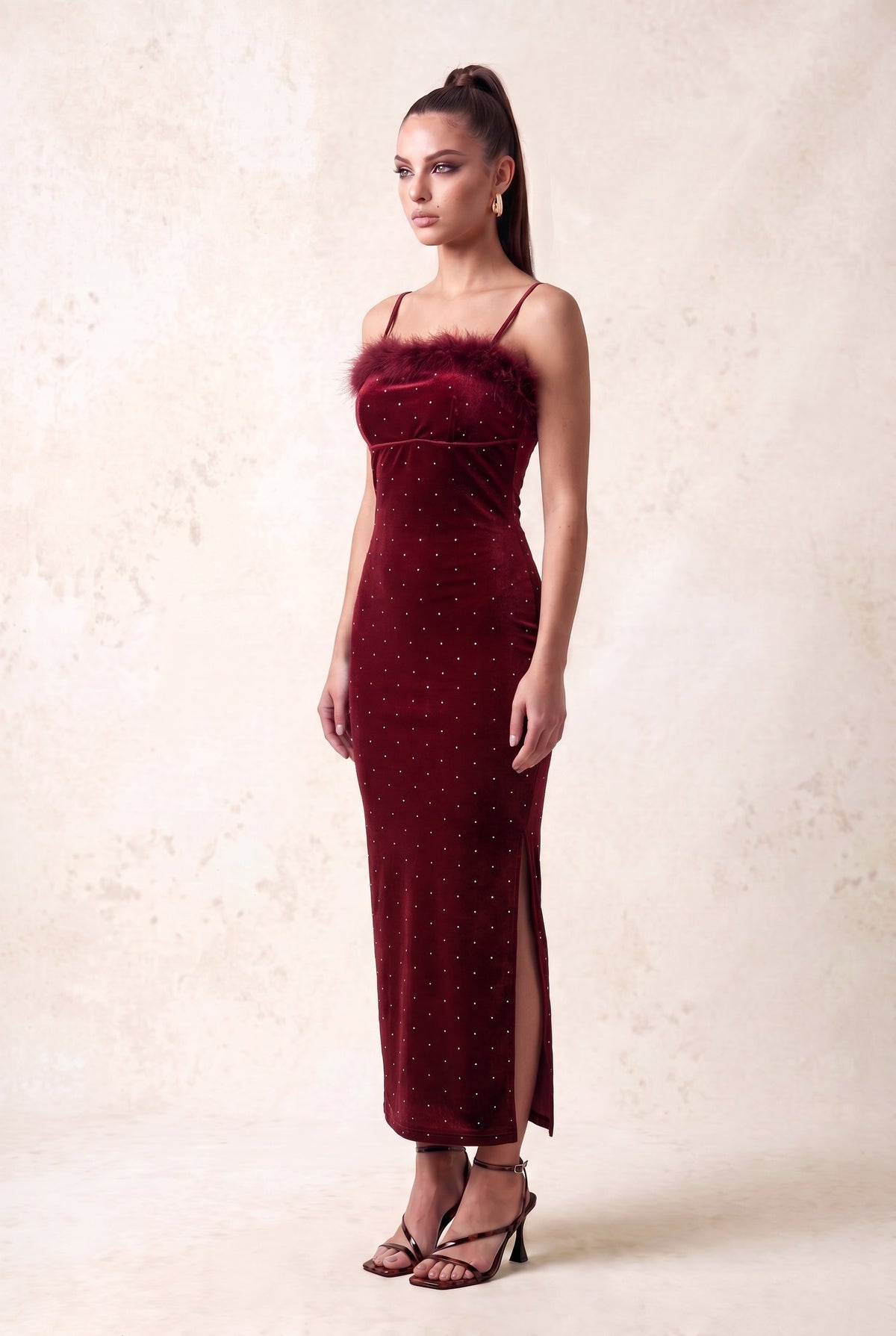BELLA VELVET MAXI DRESS (BURGUNDY)