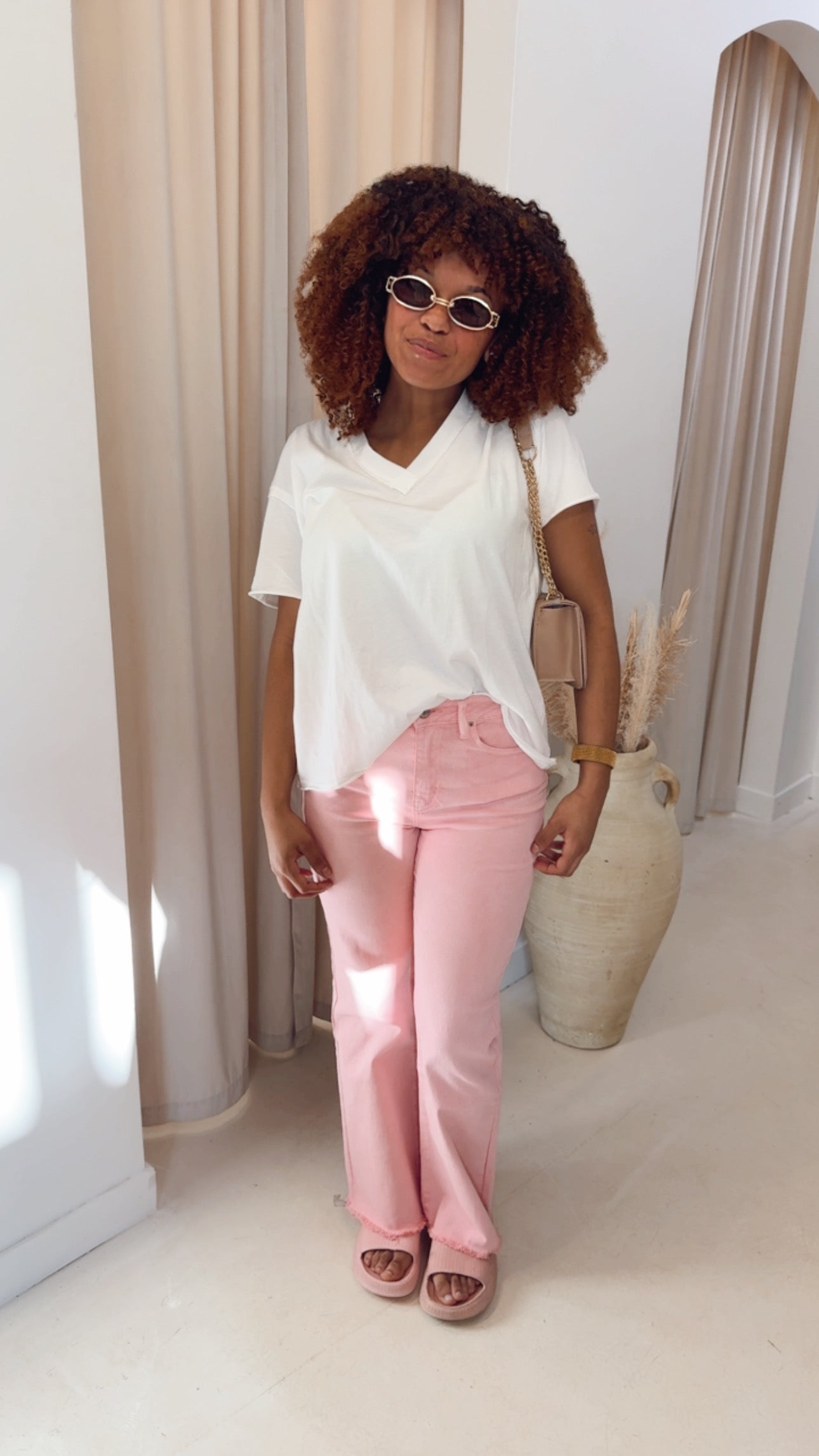 KIARA OVERSIZED RAW EDGE TEE | WHITE