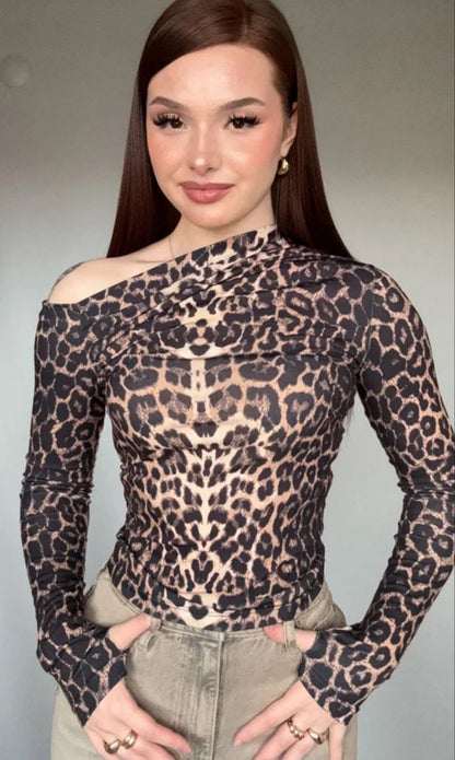 KATRINA LEOPARD LONG SLEEVE TOP