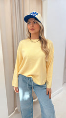 LOYAL KNIT LONG SLEEVE TOP | ONLY (YELLOW)