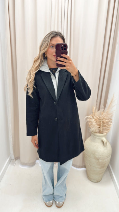 RACHEAL HOODED COAT | BLACK