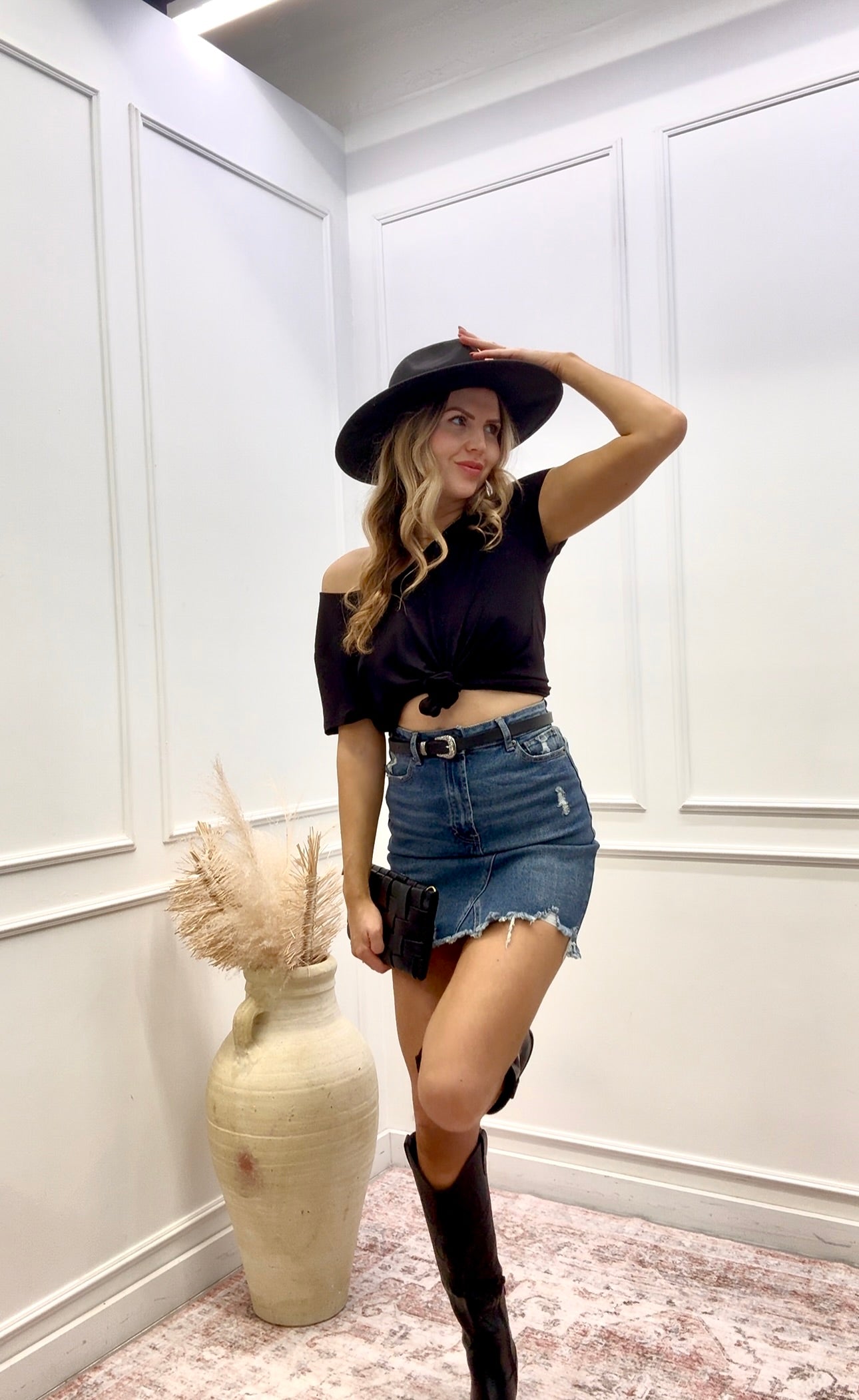 NEW DARLA HIGH RISE DENIM SKIRT