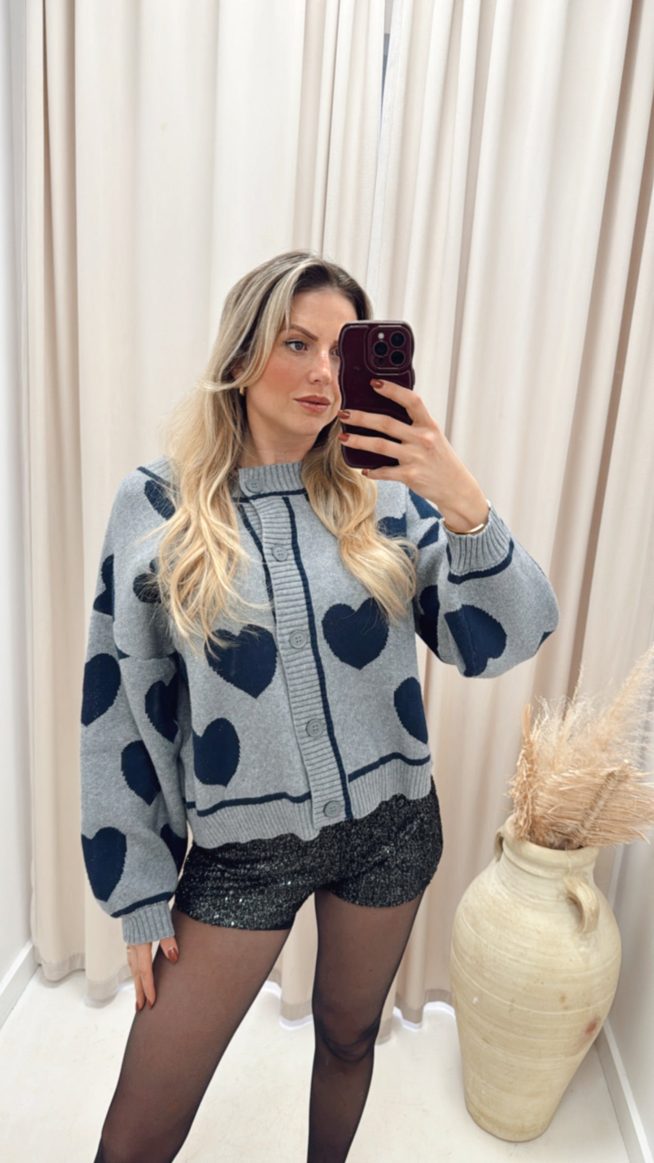 HEART CARDIGAN (NAVY &amp; GREY)