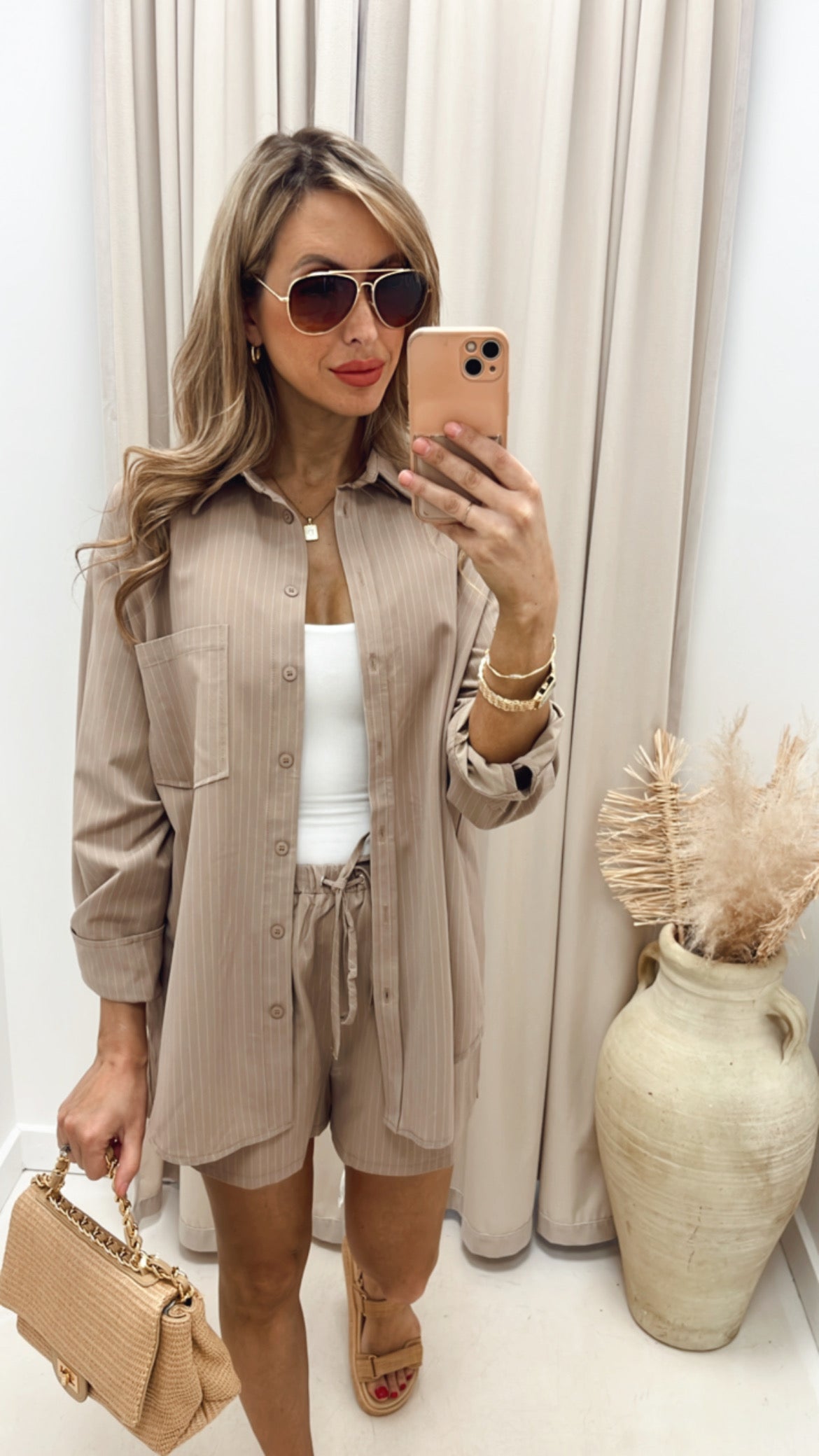 NEW QUIN TWO PIECE SHORT SET (BEIGE OR BLACK)