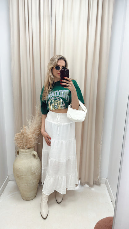 NEW SHANIA TIERED MAXI SKIRT (WHITE)