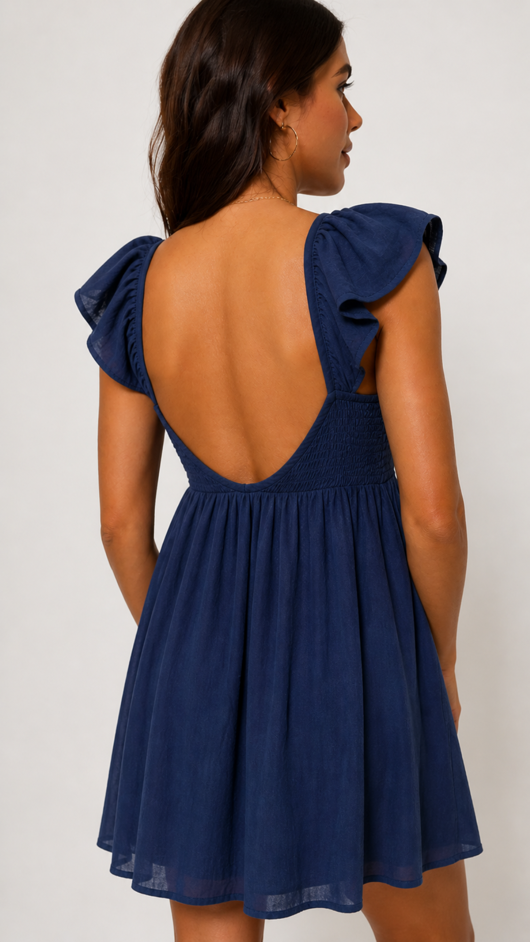 PLUNGE NECK MINI DRESS (BLUE)