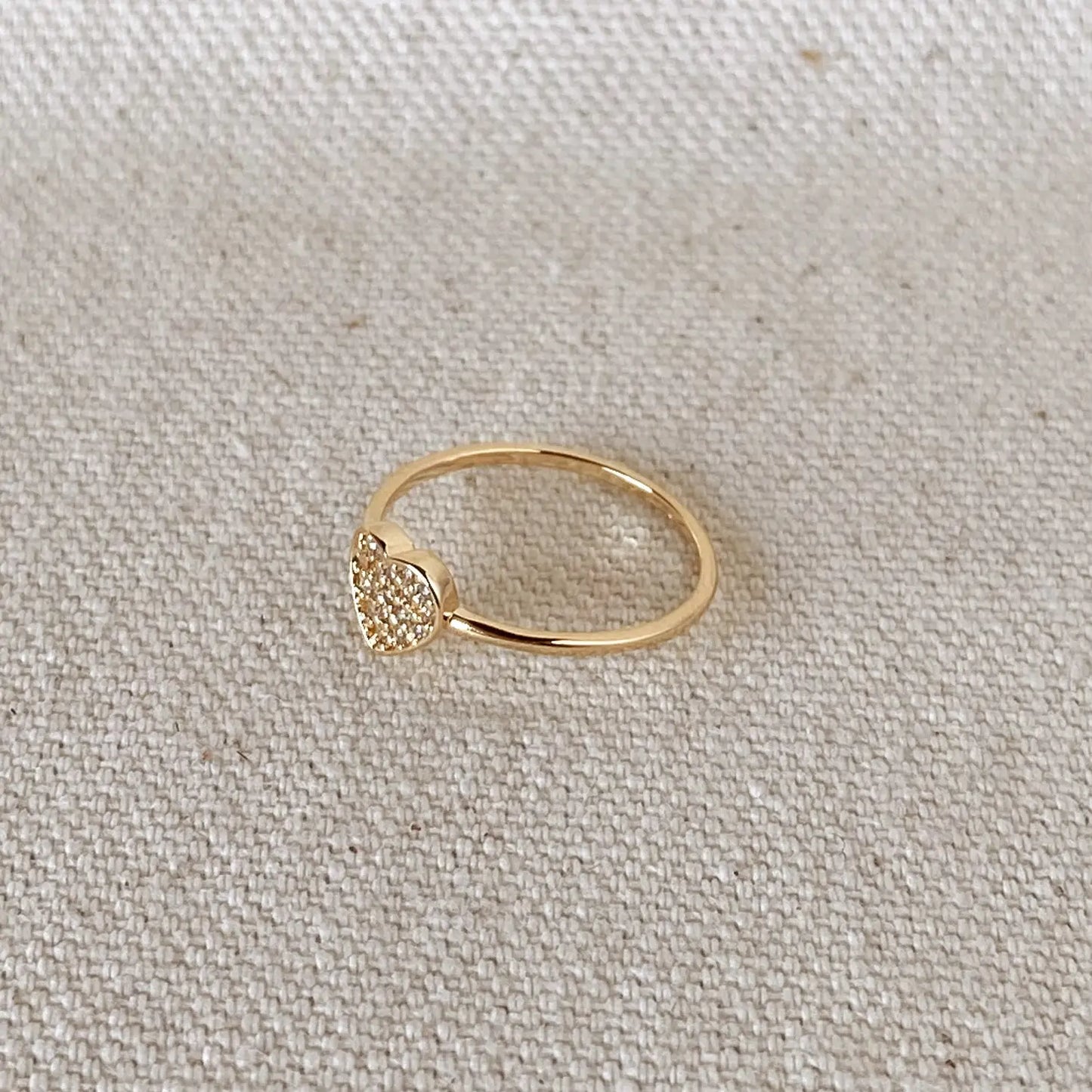 18k GOLD FILLED DAINTY CUBIC ZIRCONIA HEART RING