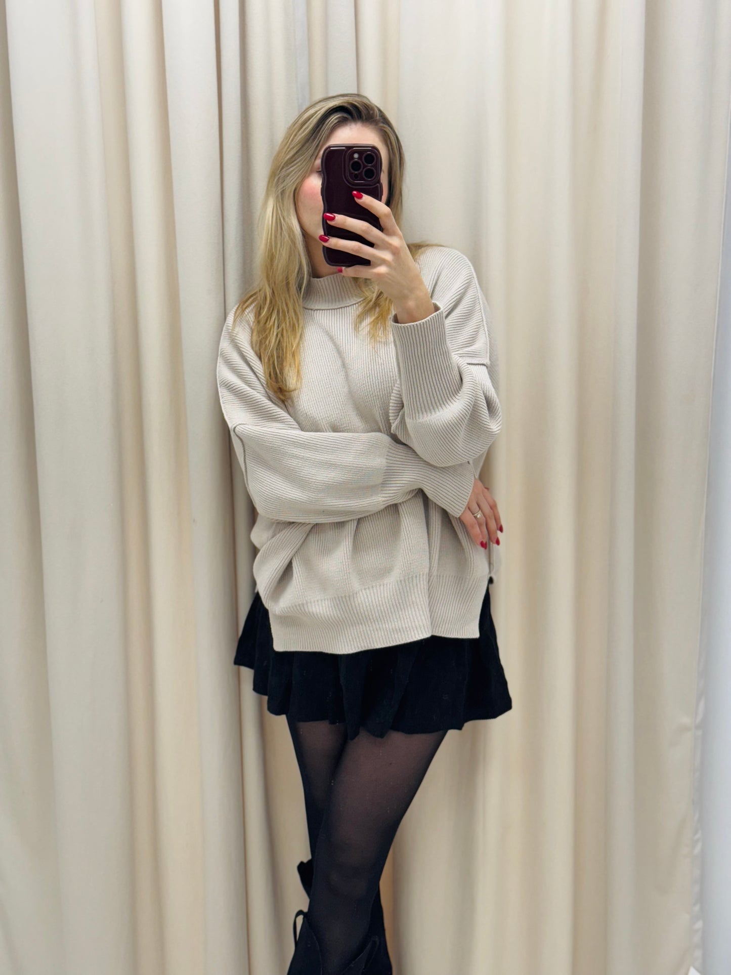 NEW WILLOW OVERSIZED SWEATER (HEATHER BEIGE)