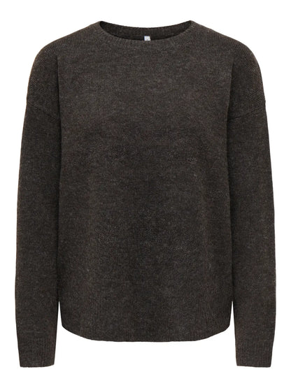 OLIVIA CREW NECK SWEATER | ONLY (BROWN)