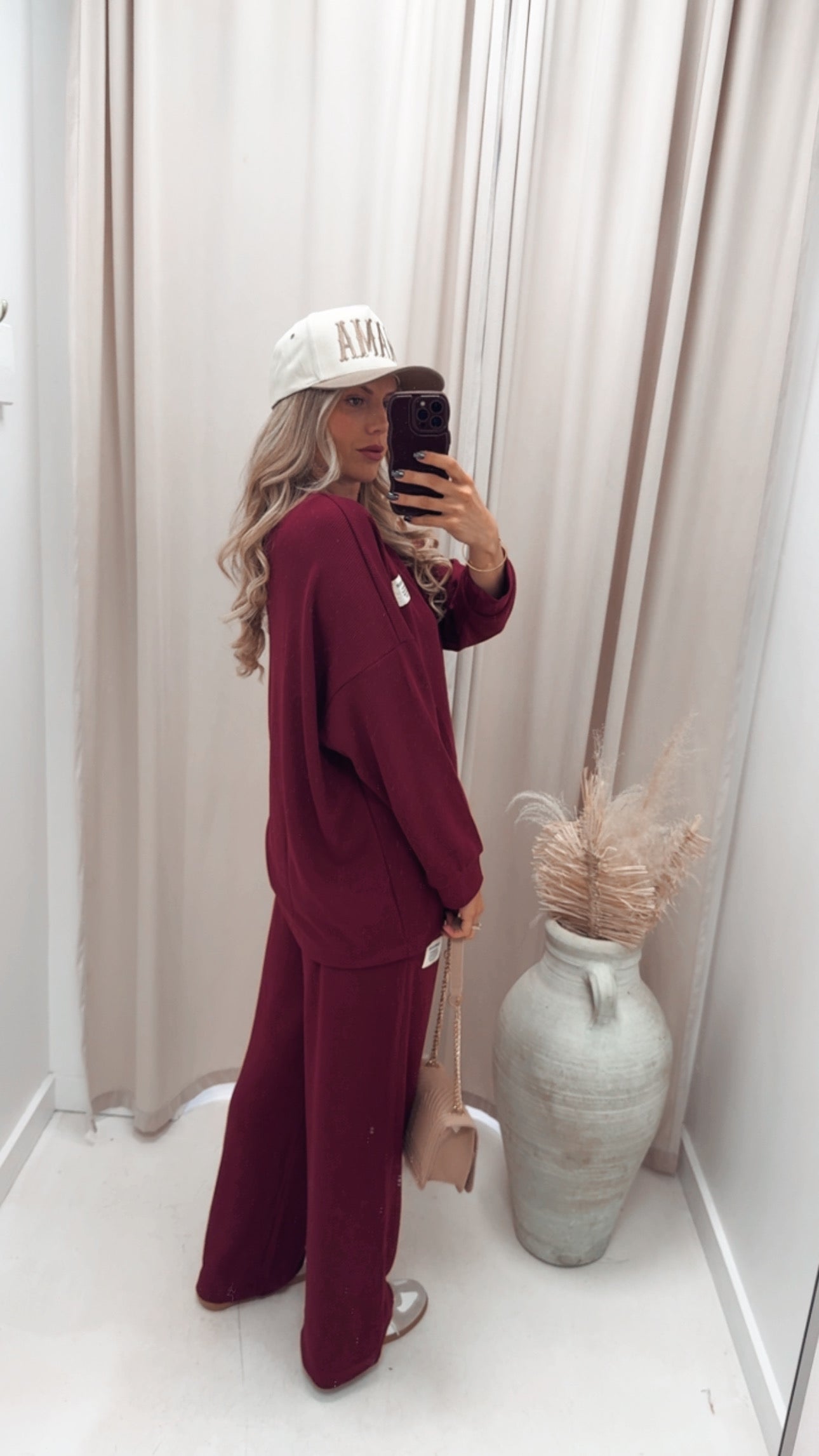 CLASSIC CORDUROY SWEATER AND TROUSER SET (BURGUNDY)