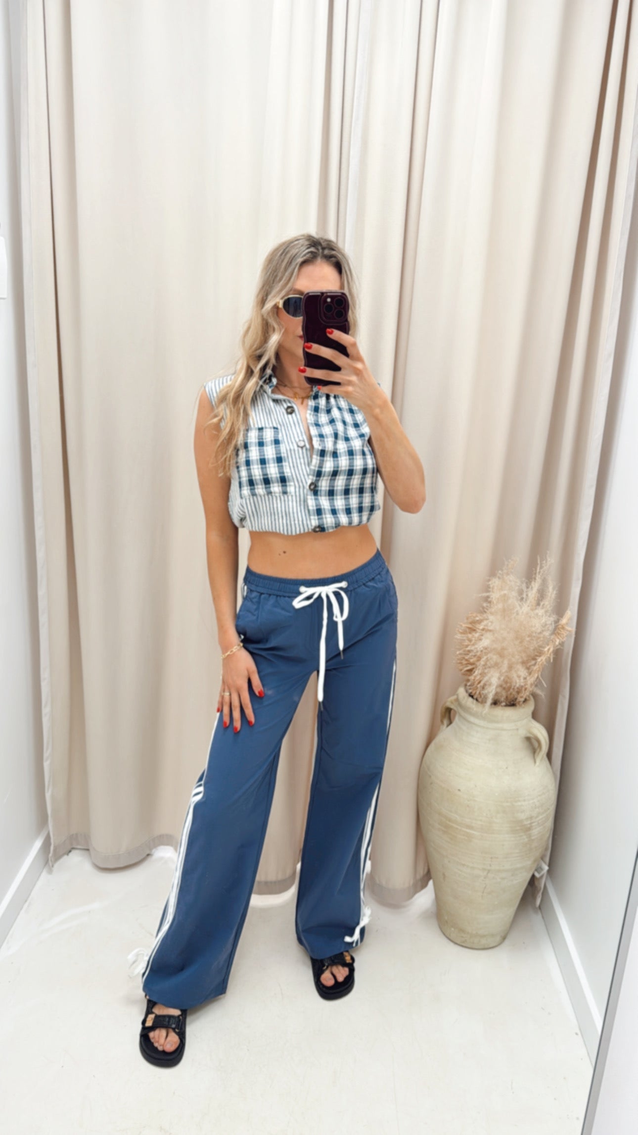 NEW CYRUS WIDE LEG TRACK PANT (BLUE)