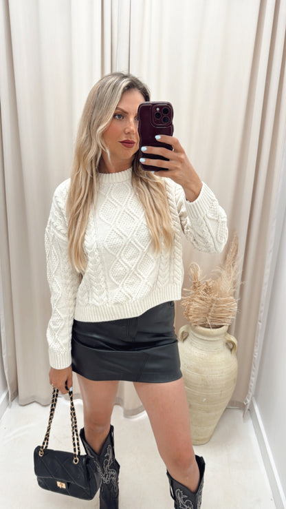 LELLY CABLE KNIT SWEATER (CREAM) | ONLY
