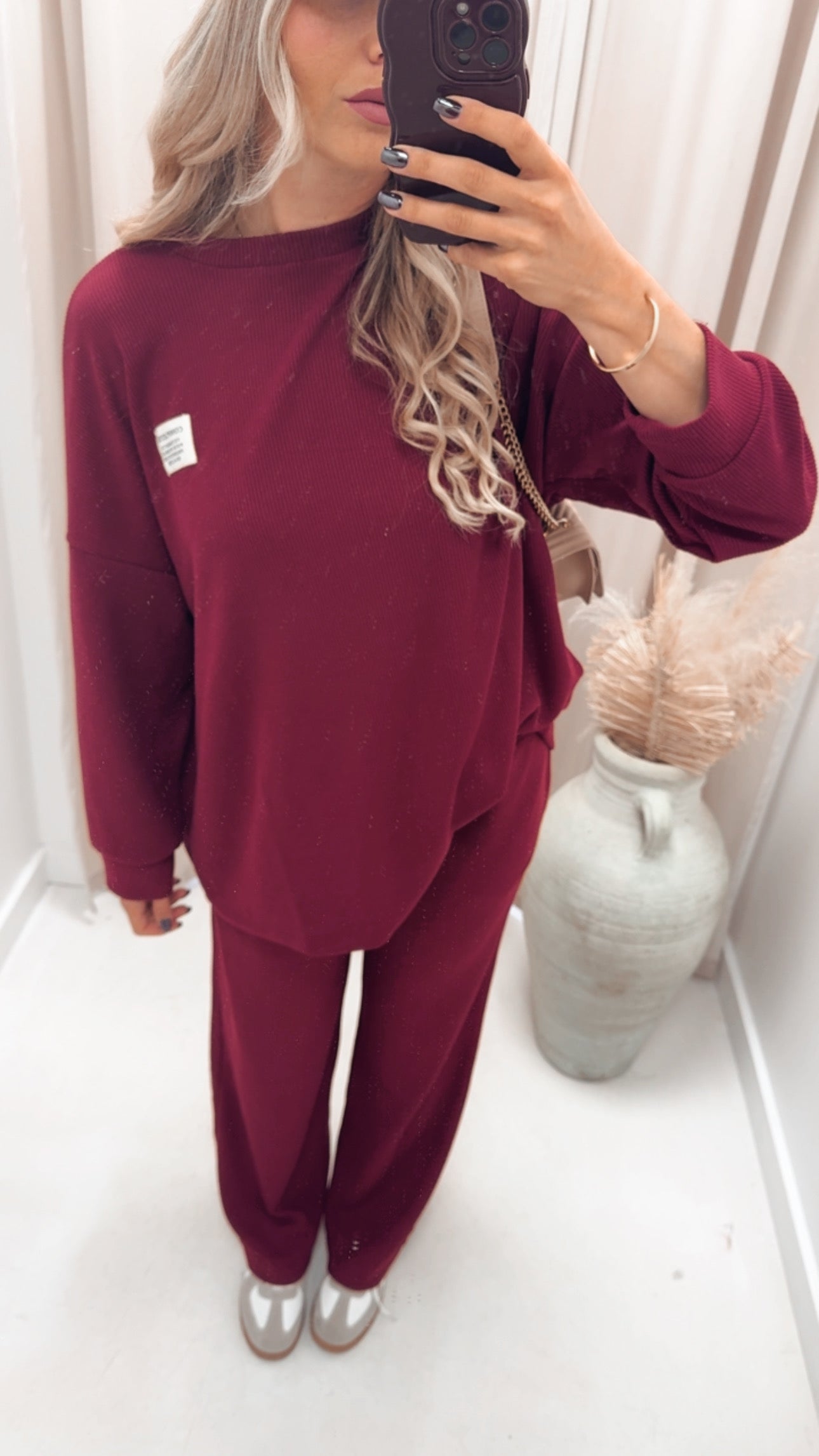 CLASSIC CORDUROY SWEATER AND TROUSER SET (BURGUNDY)