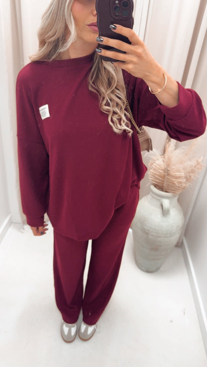 CLASSIC CORDUROY SWEATER AND TROUSER SET (BURGUNDY)