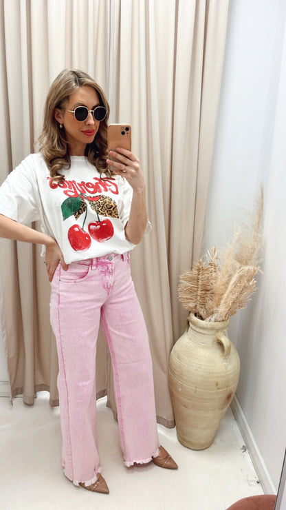 NEW CHERRY GRAPHIC T-SHIRT (WHITE/RED)