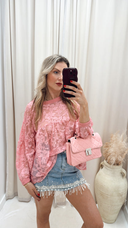 NEW ELLERIE LACE TOP (MAUVE PINK)