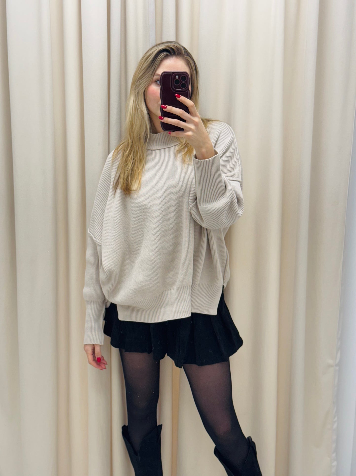 NEW WILLOW OVERSIZED SWEATER (HEATHER BEIGE)