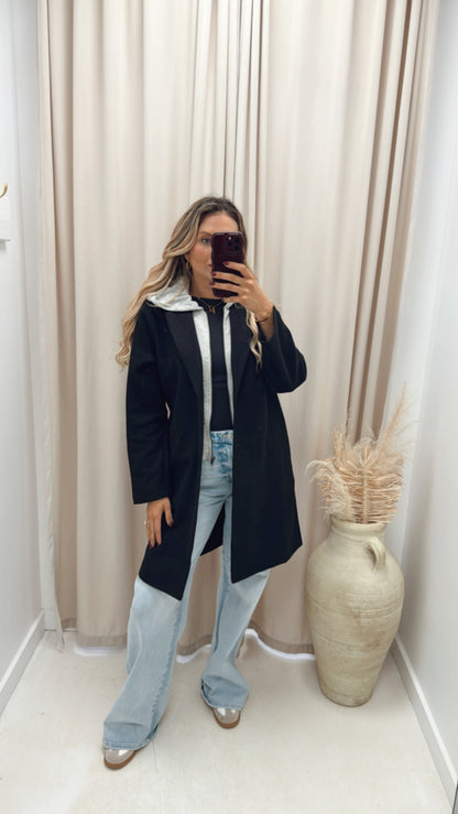 RACHEAL HOODED COAT | BLACK