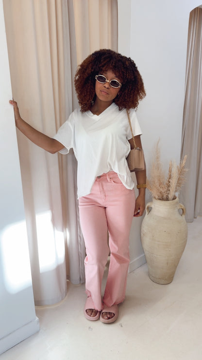 KIARA OVERSIZED RAW EDGE TEE | WHITE