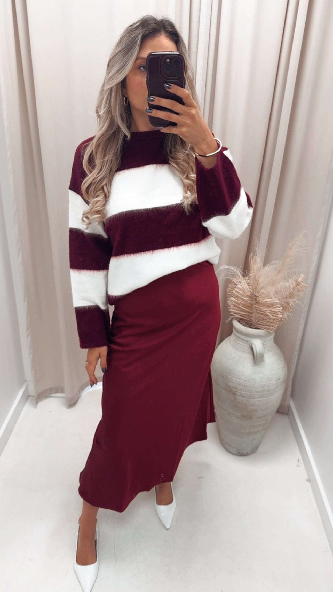 CHARLIE STRIPED SWEATER (BURGUNDY)