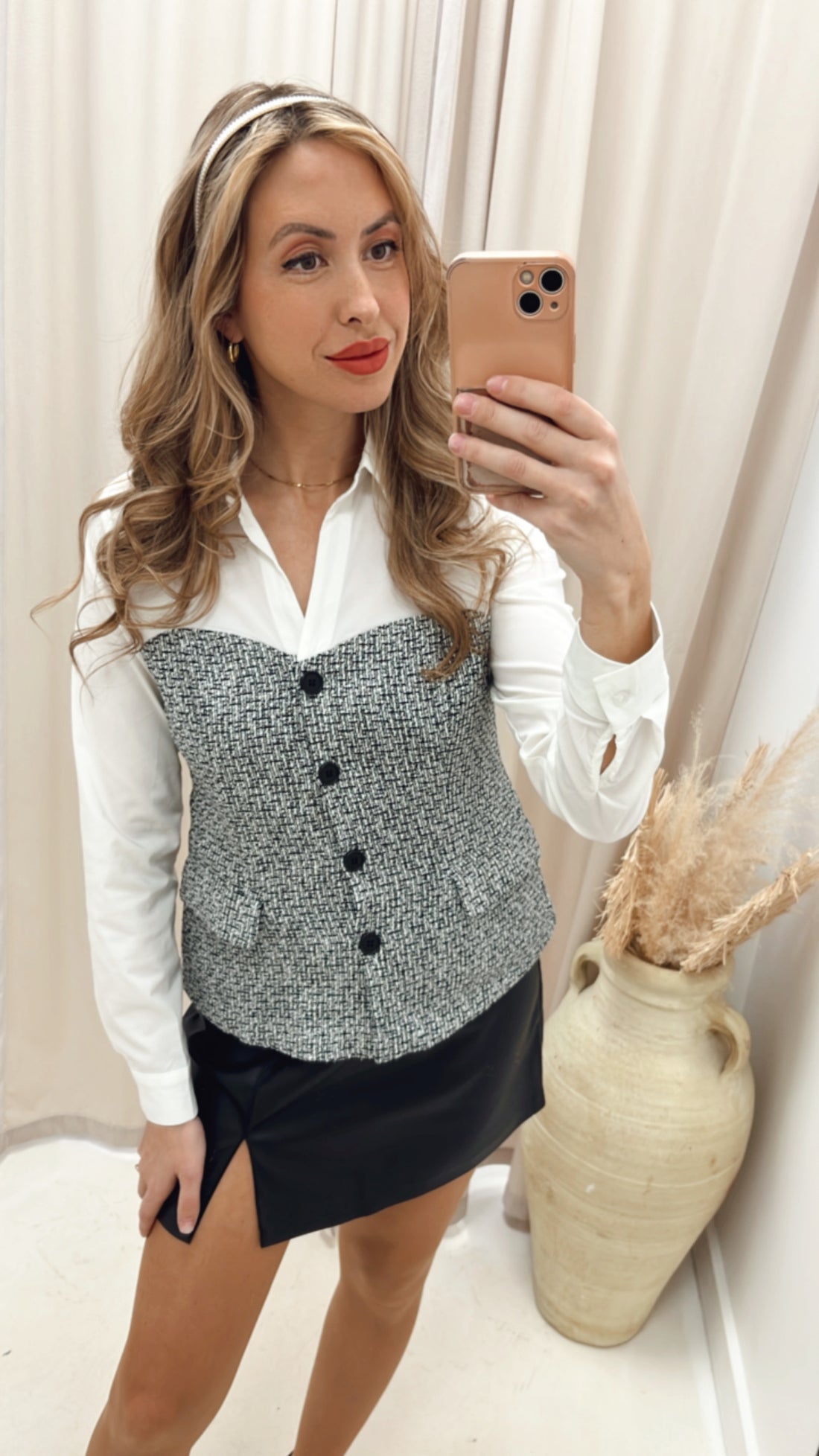 ALYSSA TWEED PUPLUM BLOUSE