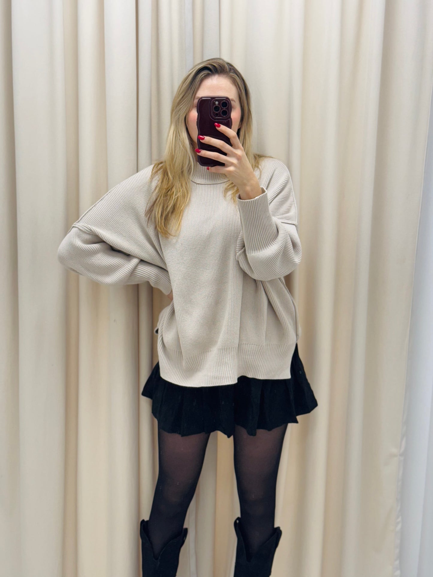 NEW WILLOW OVERSIZED SWEATER (HEATHER BEIGE)