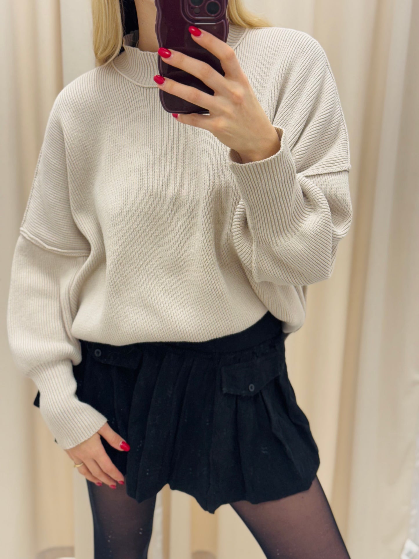 NEW WILLOW OVERSIZED SWEATER (HEATHER BEIGE)