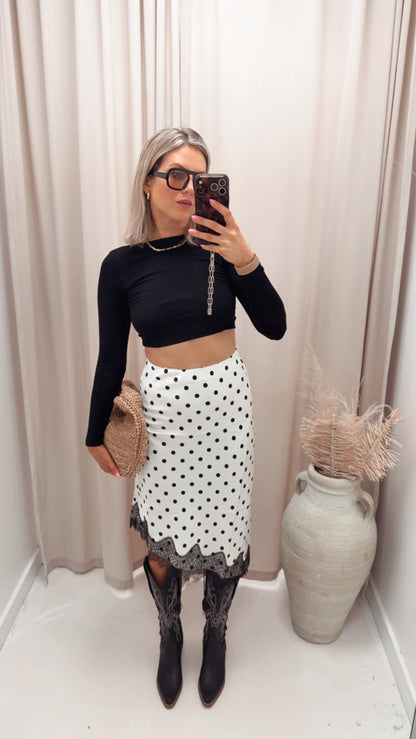 ONLBELLA SLANTED SATIN LACE SKIRT (2 COLOR OPTIONS)