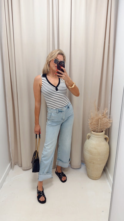 TARAH TUMMY CONTROL HIGH RISE ANKLE WIDE CUFFED JEANS