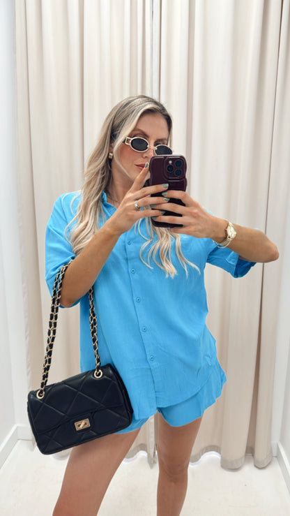 CLAVIYA TWO PIECE SHORT SET (BLUE)