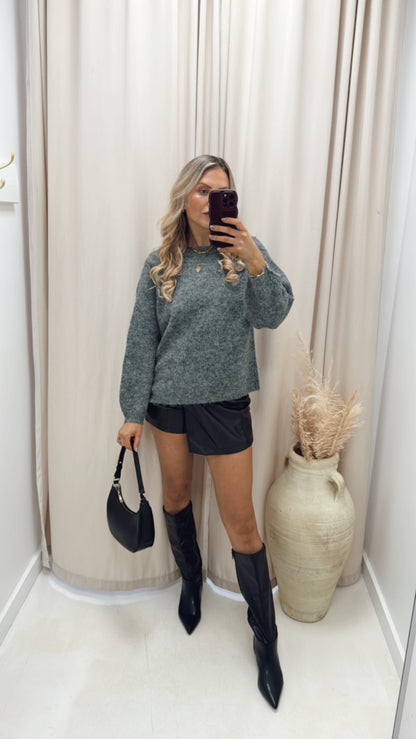 SUTTON L/S OPEN BACK TIE KNIT SWEATER | NOISY MAY