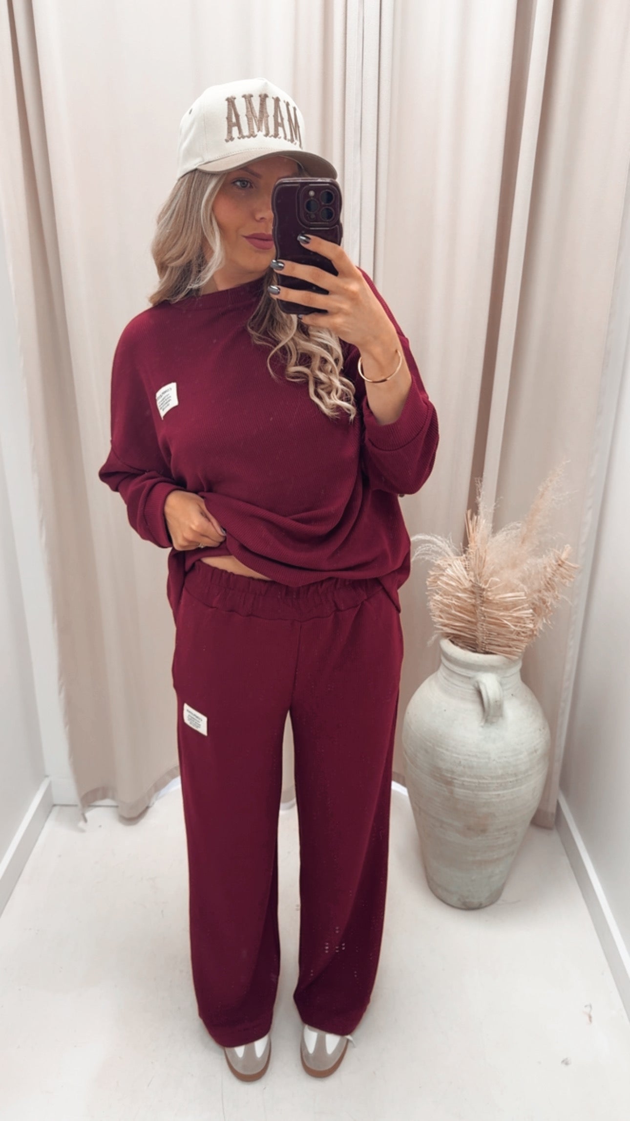 CLASSIC CORDUROY SWEATER AND TROUSER SET (BURGUNDY)