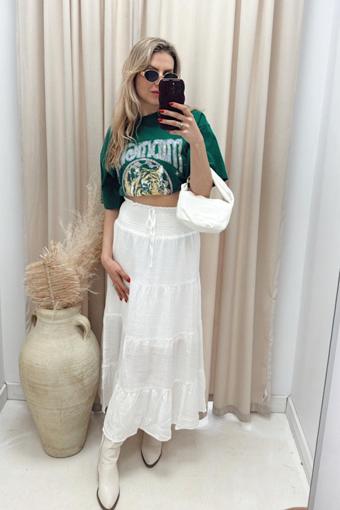 NEW SHANIA TIERED MAXI SKIRT (WHITE)