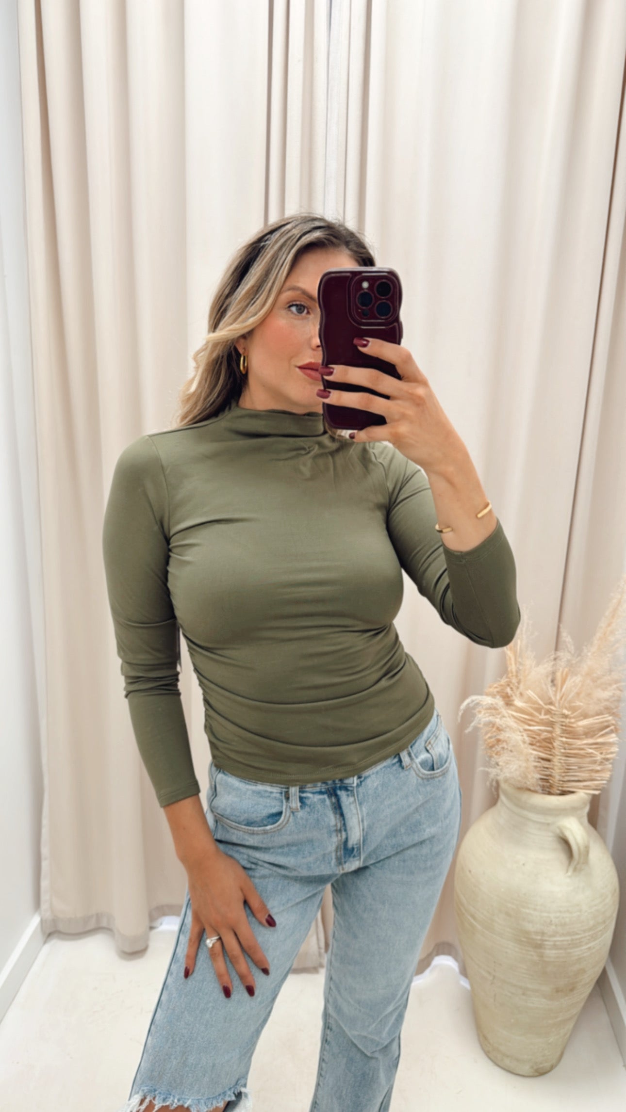 MILLY MOCK NECK TOP (OLIVE)