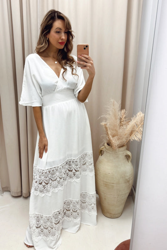 NEW BARCELONA LACE DETAIL MAXI (WHITE)