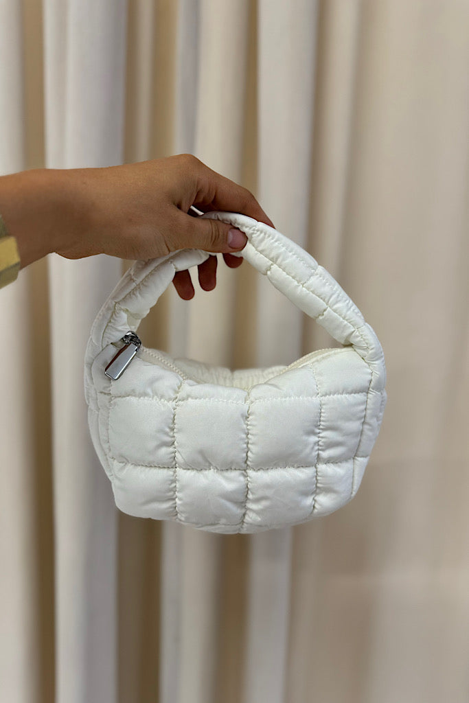 NEW MILEY WHITE PUFFER MINI PURSE