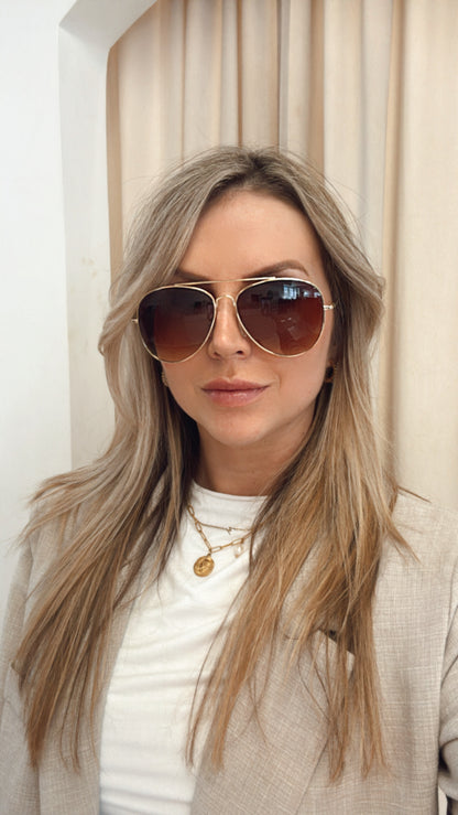 NEW MILEY AVIATOR SUNGLASSES (GOLD | DARK BROWN)