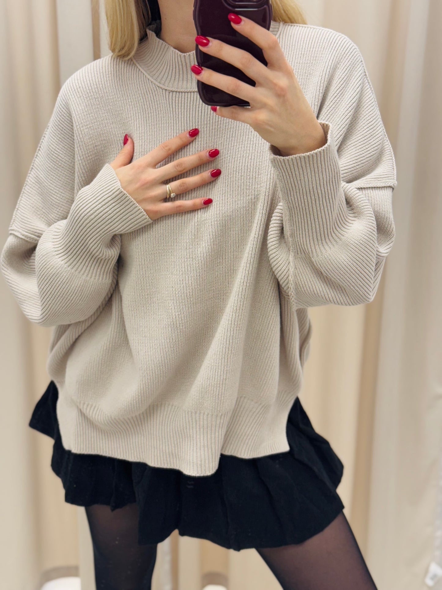 NEW WILLOW OVERSIZED SWEATER (HEATHER BEIGE)