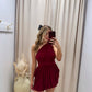 NEW VALORIE VENETIAN MINI DRESS (BURGUNDY)