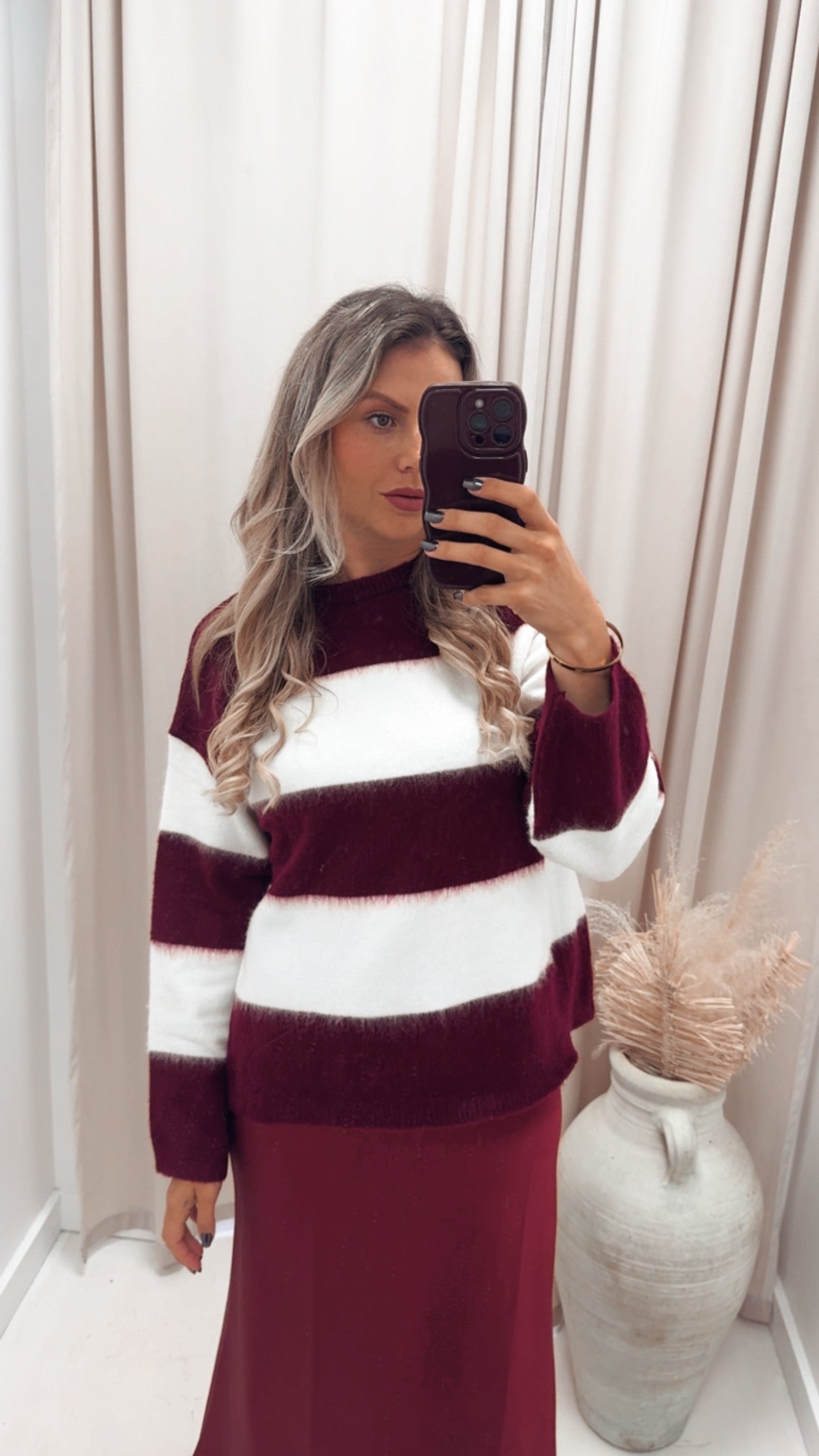 CHARLIE STRIPED SWEATER (BURGUNDY)