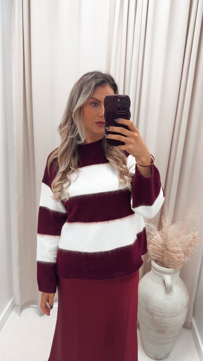 CHARLIE STRIPED SWEATER (BURGUNDY)