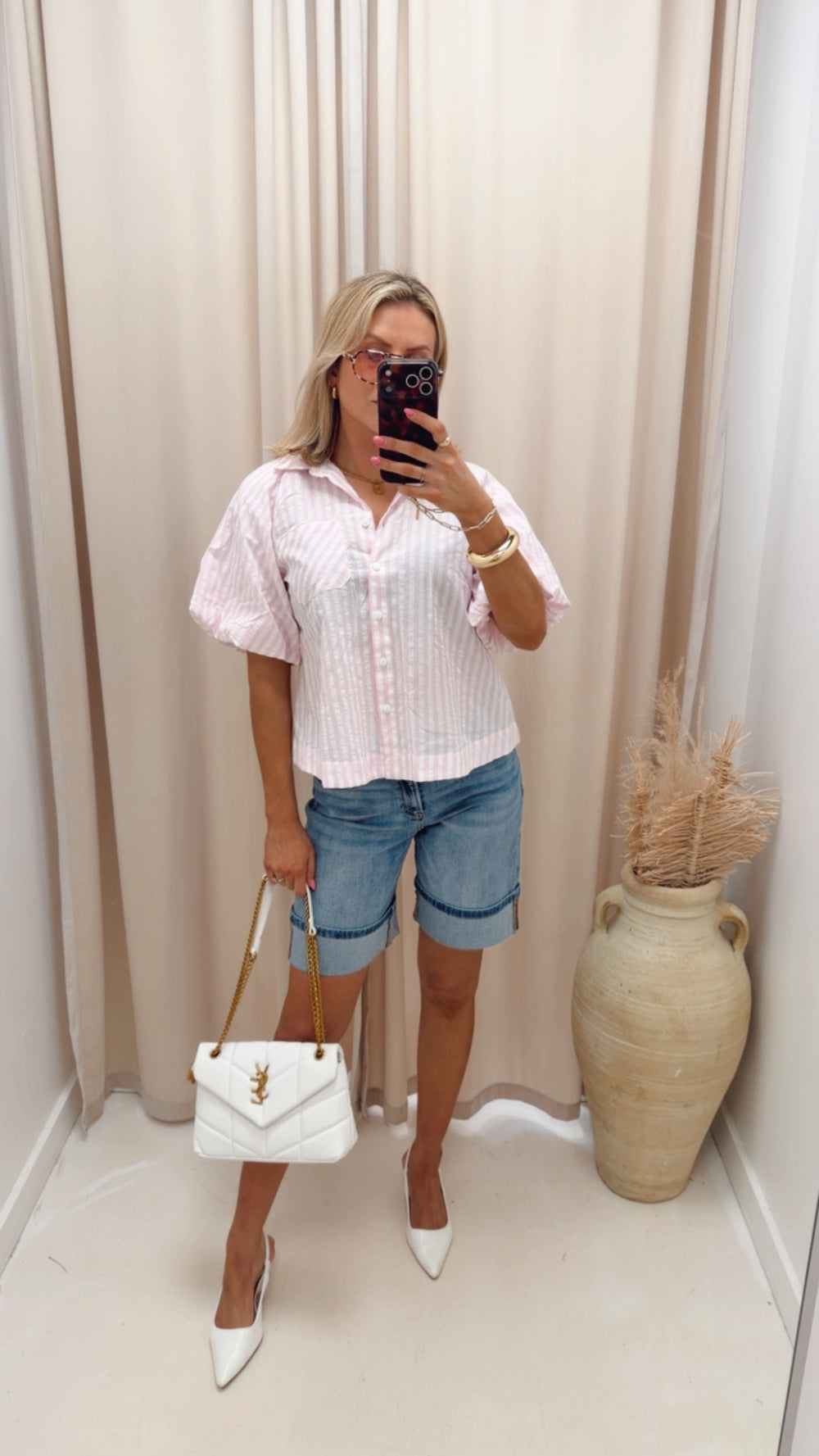 HIGH RISE MID LENGTH CUFFED SHORTS